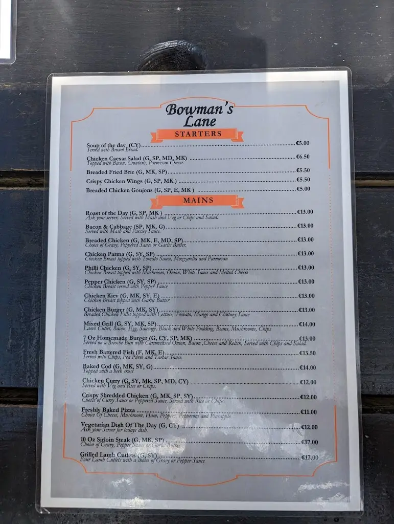 Menu_Bowman Lane_Kilrush_image_2