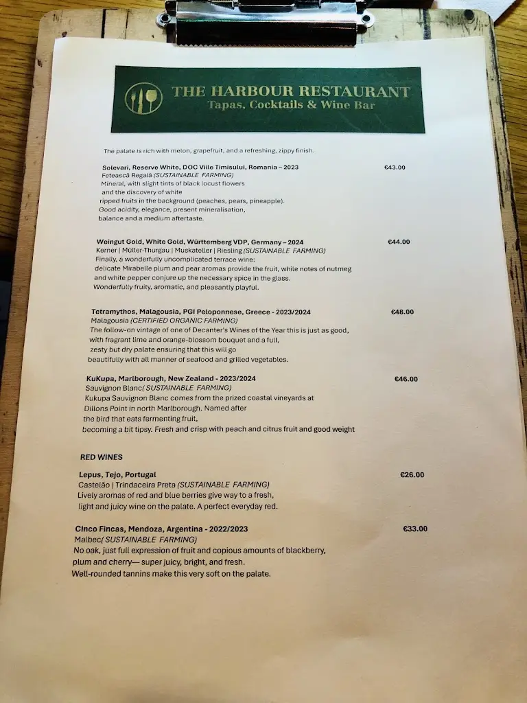 Menu_The Harbour Restaurant_Kilrush_image_2