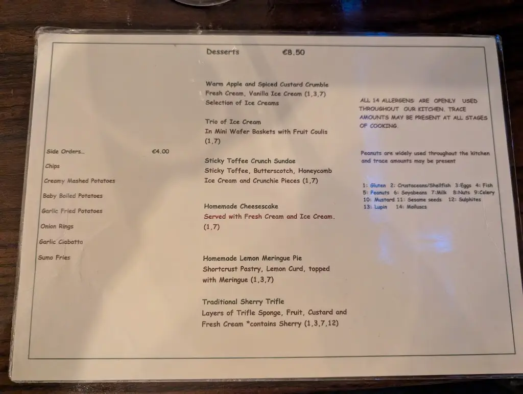 Menu_Dillon's Bar & Restaurant_Ballina_image_1