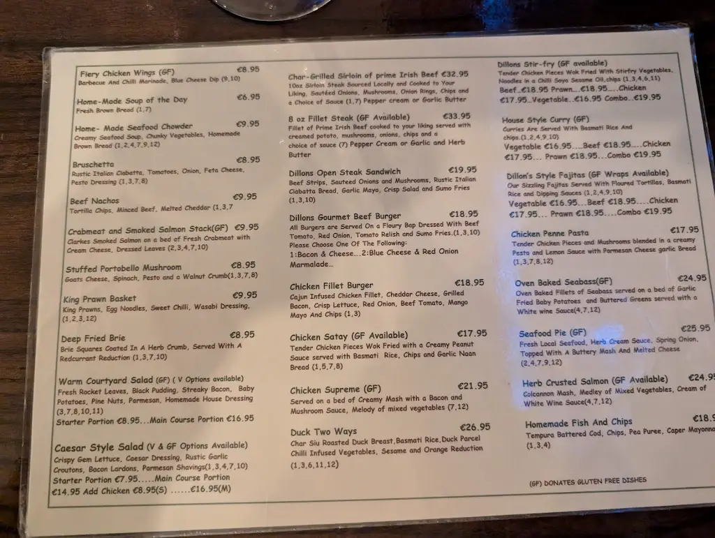 Menu_Dillon's Bar & Restaurant_Ballina_image_2