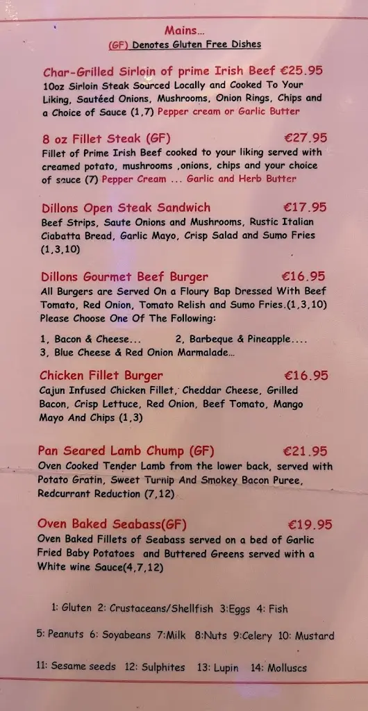 Menu_Dillon's Bar & Restaurant_Ballina_image_4