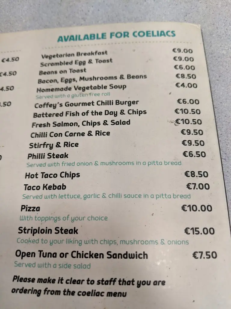 Menu_Coffeys Takeaway_Kilrush_imagen_1