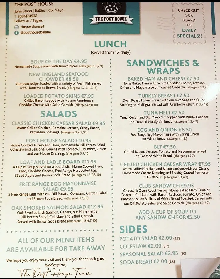 Menu_The Post House_Ballina_image_3