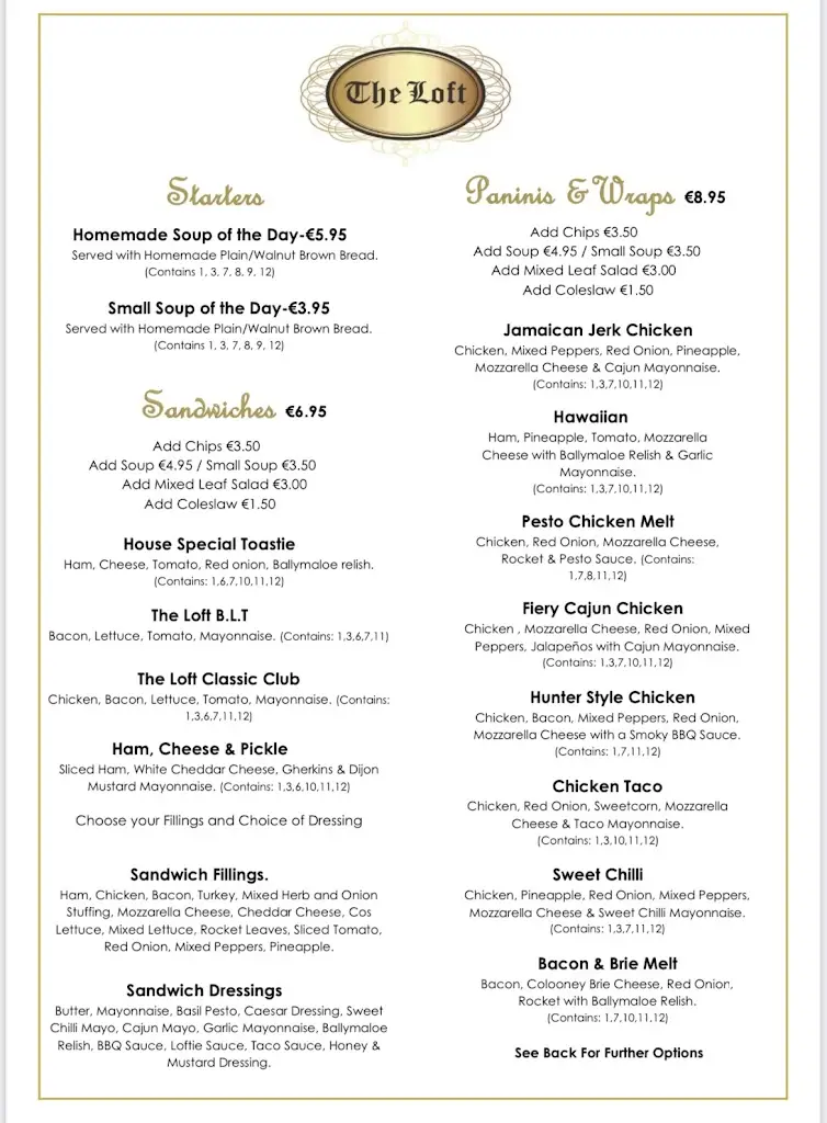 Menu_The Loft Ballina_Ballina_image_1