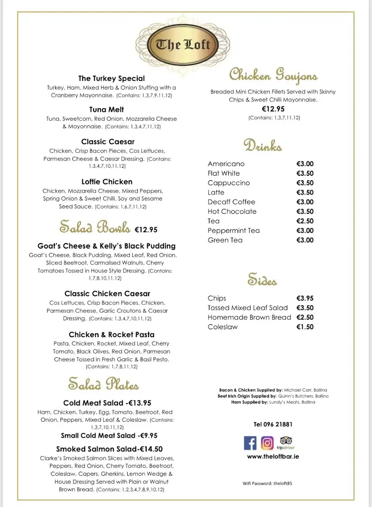 Menu_The Loft Ballina_Ballina_image_3