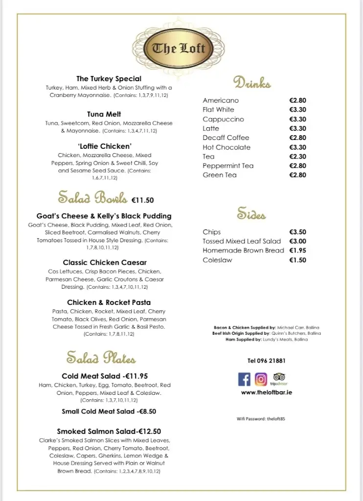 Menu_The Loft Ballina_Ballina_image_4