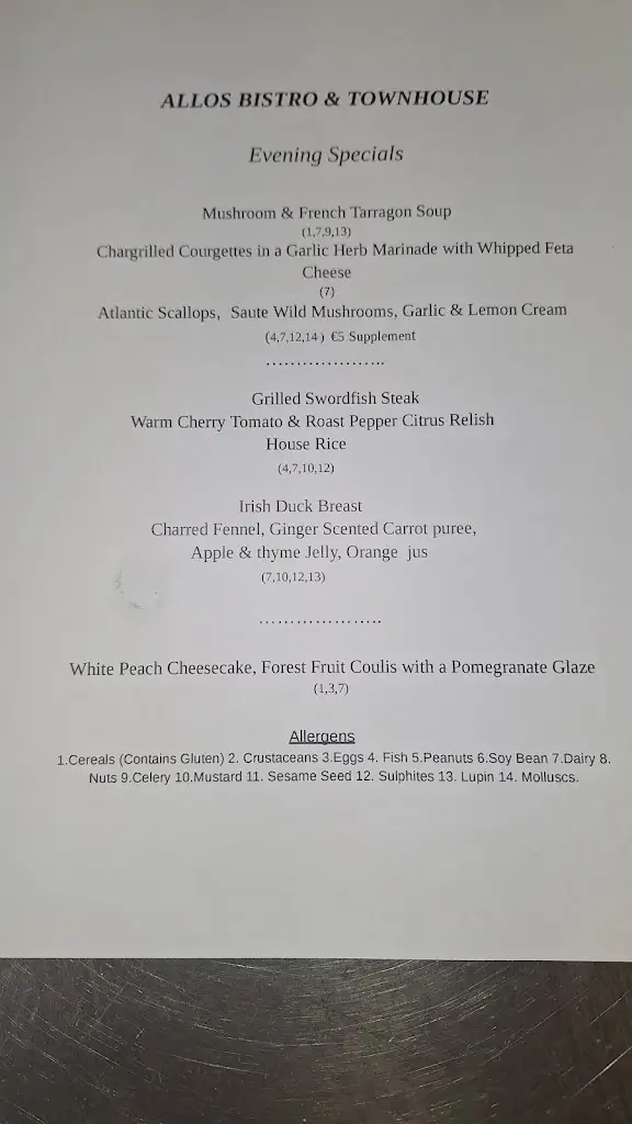 Menu_Allo's Restaurant, Bar and Bistro_Listowel_image_3