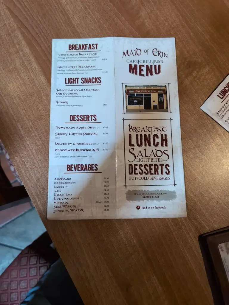 Menu_The Maid Of Erin_Listowel_immagine_1