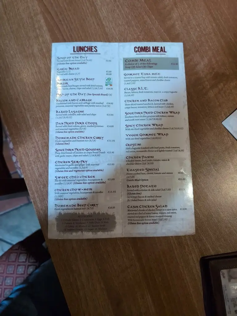 Menu_The Maid Of Erin_Listowel_immagine_2