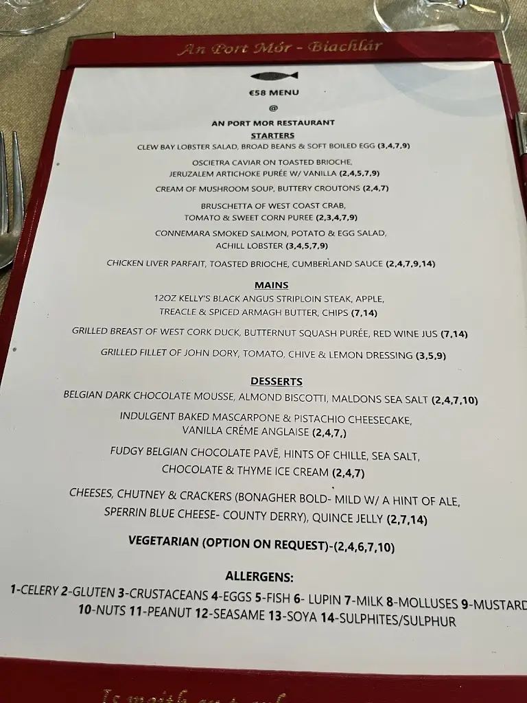 Menu_An Port Mór Restaurant_Mayo County_image_1