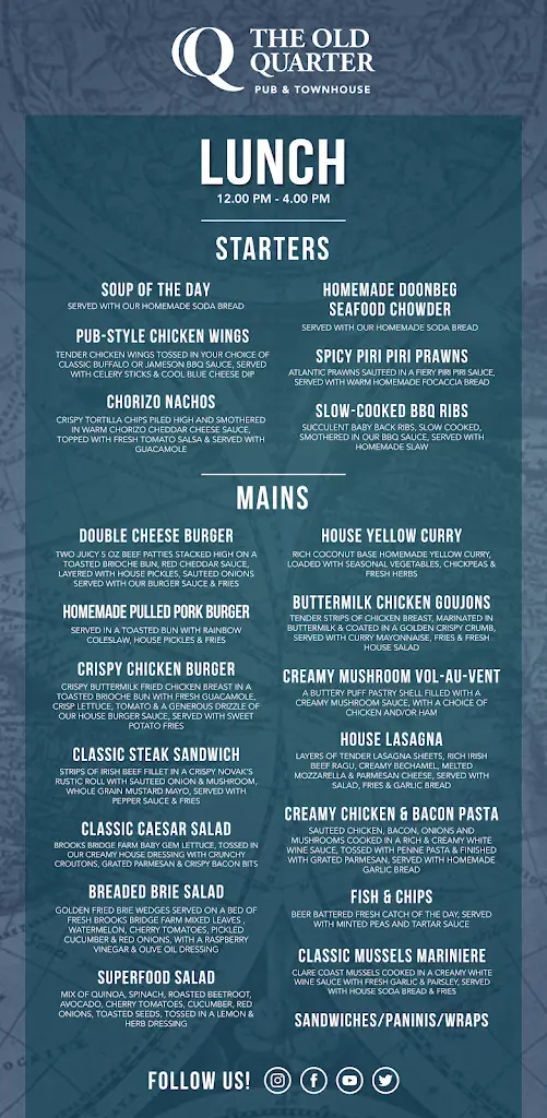 Menu_The Old Quarter GastroPub_Limerick_image_2