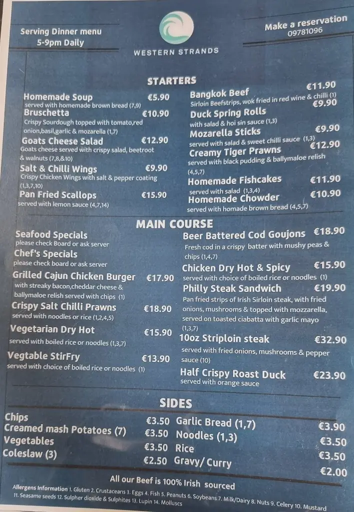 Menu_The Western Strands Bar, Restaurant & Guesthouse_Belmullet_image_3