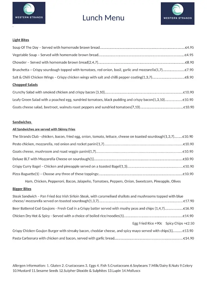 Menu_The Western Strands Bar, Restaurant & Guesthouse_Belmullet_image_4