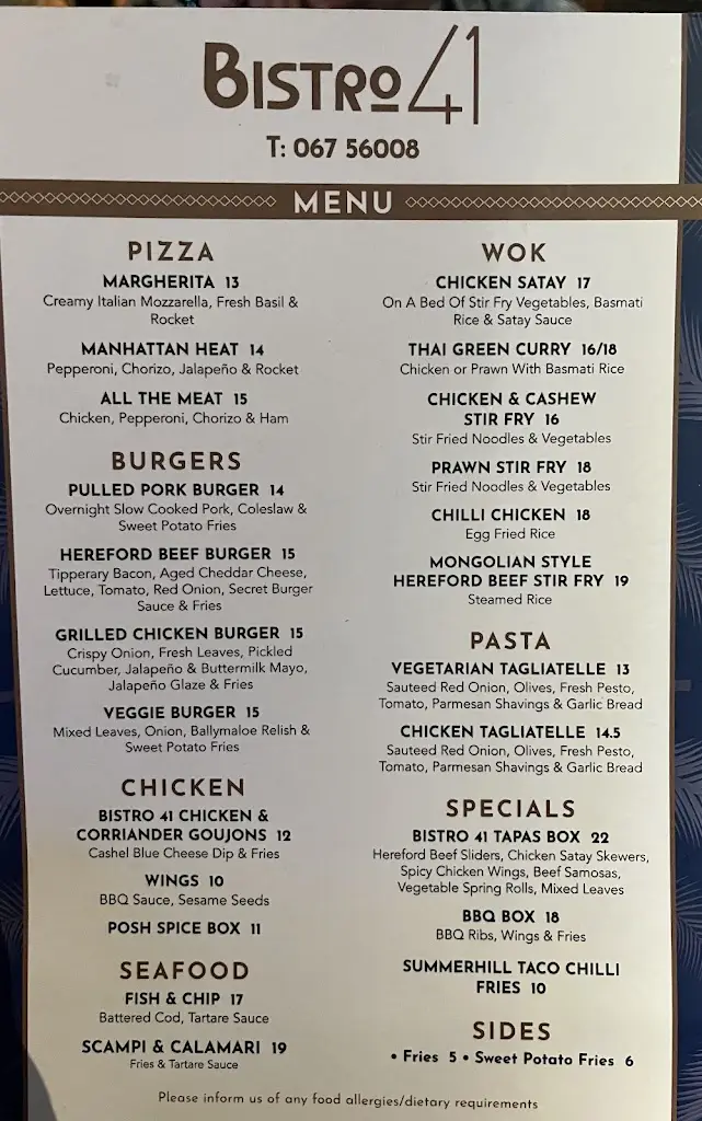 Menu_Bistro 41_Nenagh_image_1