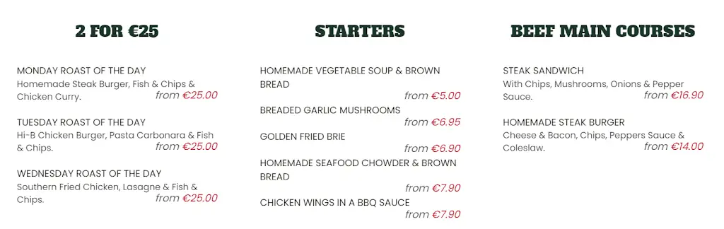 Menu_Hibernian Inn & Restaurant_Nenagh_image_1