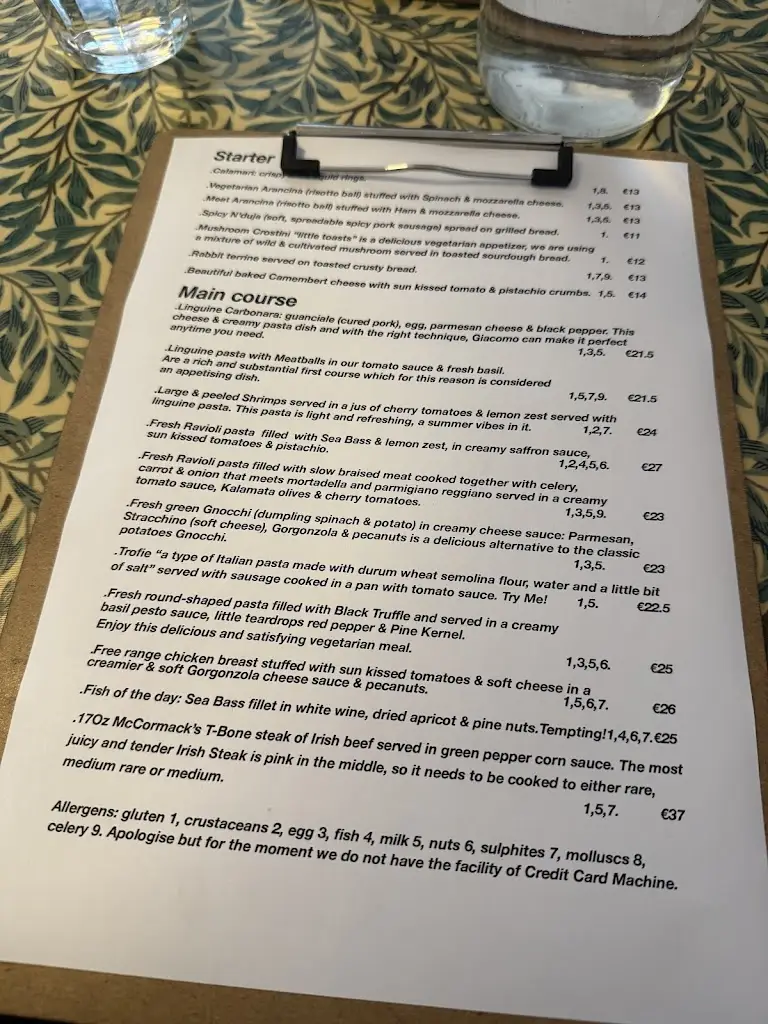 Menu_La Bella Vita_Mayo County_image_2