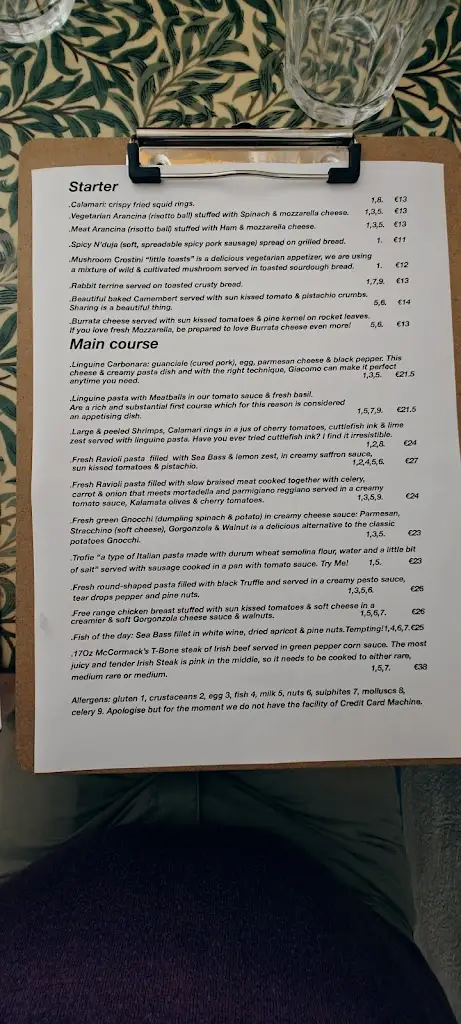 Menu_La Bella Vita_Mayo County_image_4