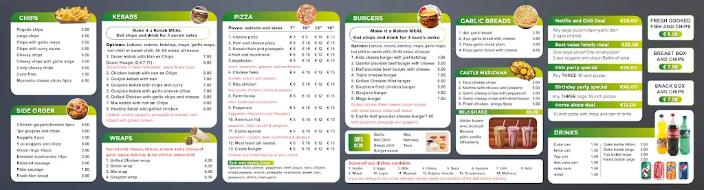 Menu_Castle Pizza Millstreet_Millstreet_imagen_1