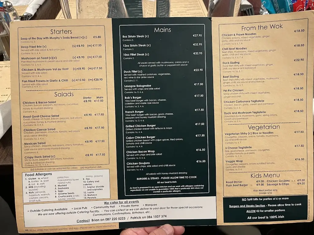 Menu_Bob's Bar & Restaurant_Kanturk_image_1