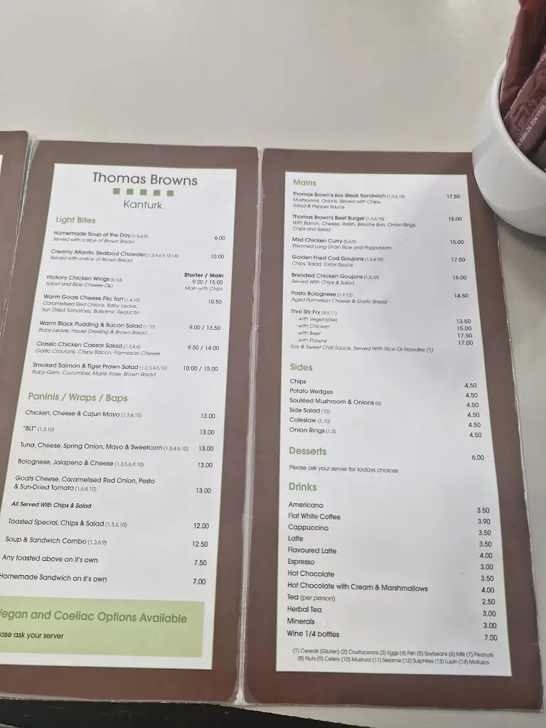 Menu_Thomas Browns Restaurant_Kanturk_imagen_1