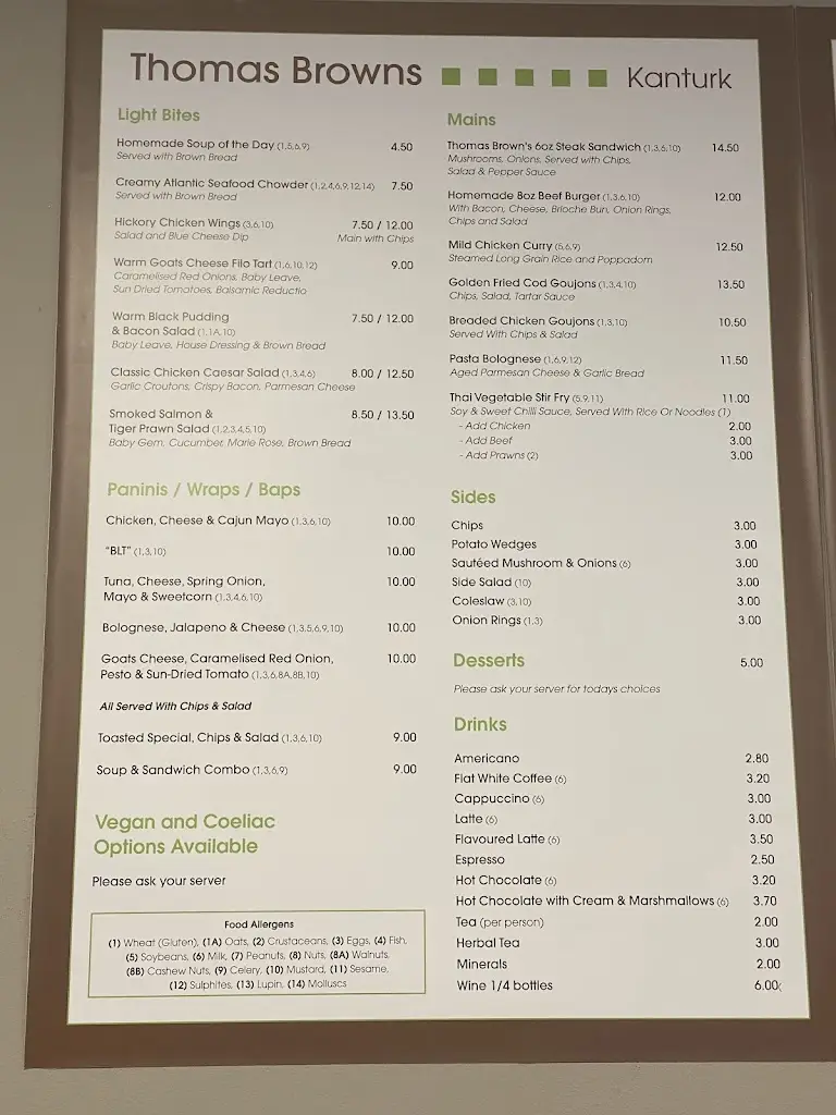 Menu_Thomas Browns Restaurant_Kanturk_imagen_2