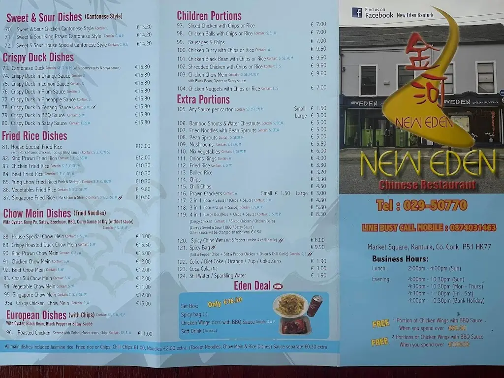 Menu_New Eden Chinese Restaurant_Kanturk_image_1