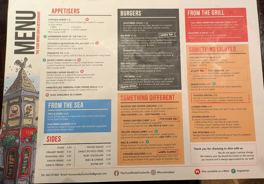 Menu_The Four Winds Bar and Restaurant_Ráth Luirc_imagen_2