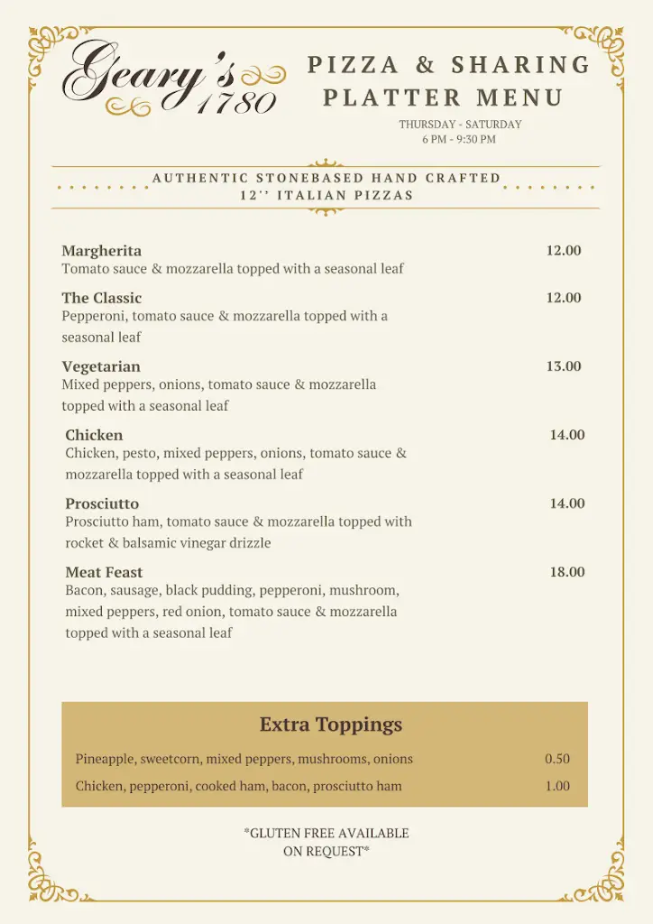 Menu_Geary's 1780 Bar & Eatery (Gough's)_Ráth Luirc_image_4