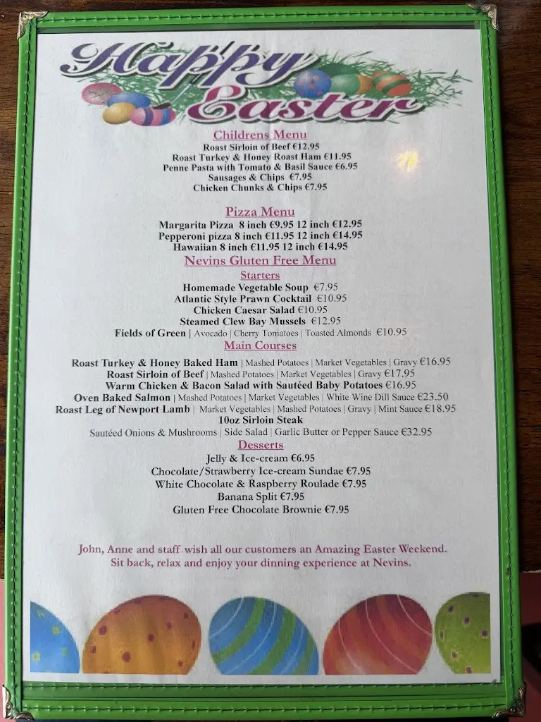 Menu_Nevin's Newfield Inn_Mayo County_image_2