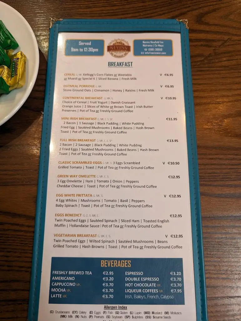 Menu_Nevin's Newfield Inn_Mayo County_image_3