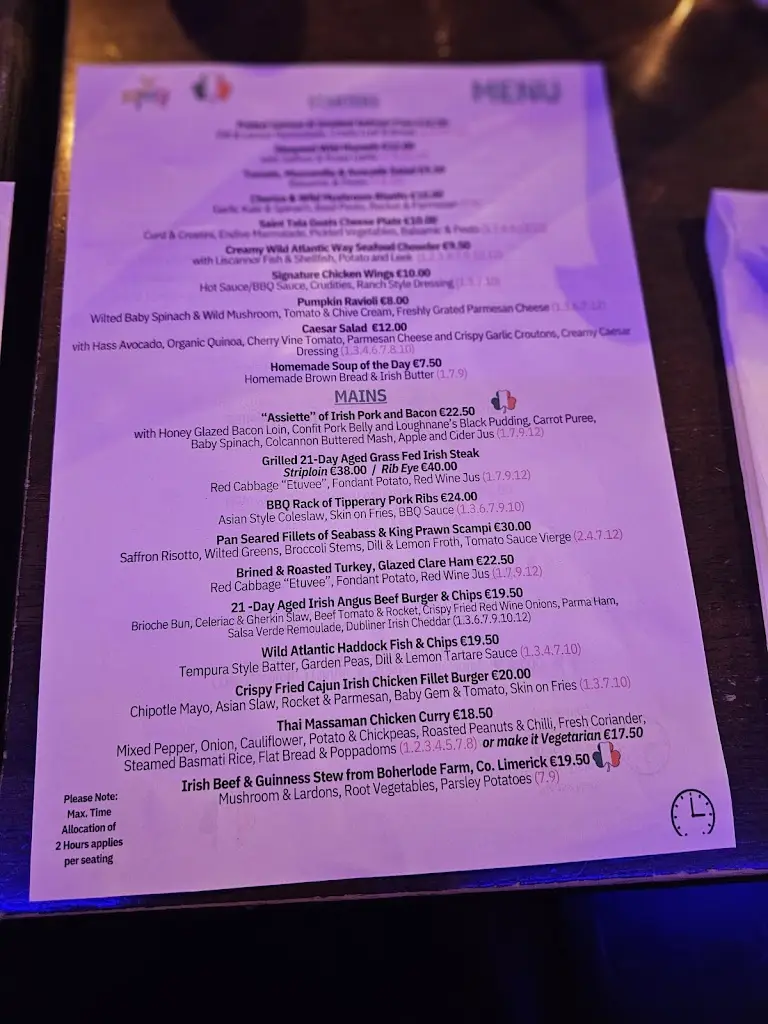 Menu_Shannigans Gastro Pub_Newmarket on Fergus_image_1