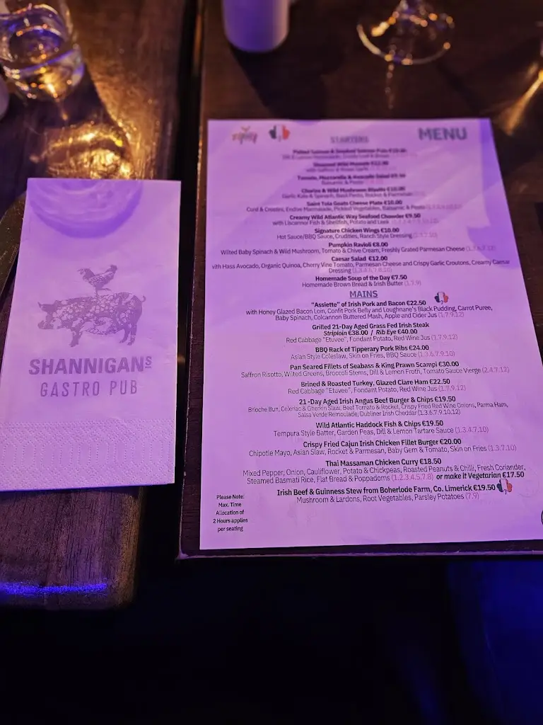 Menu_Shannigans Gastro Pub_Newmarket on Fergus_image_2