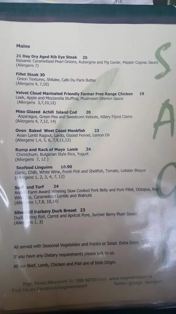 Menu_Sage Restaurant_Mayo County_image_4