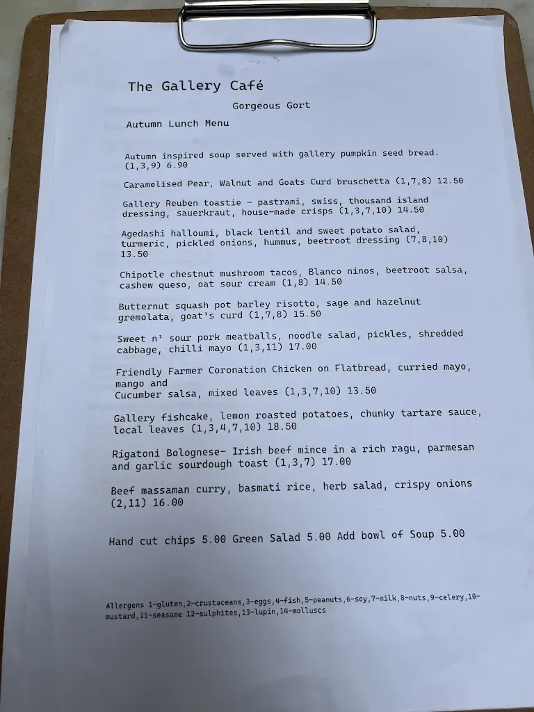 Menu_Gallery Cafe & Restaurant_Gort_imagen_3