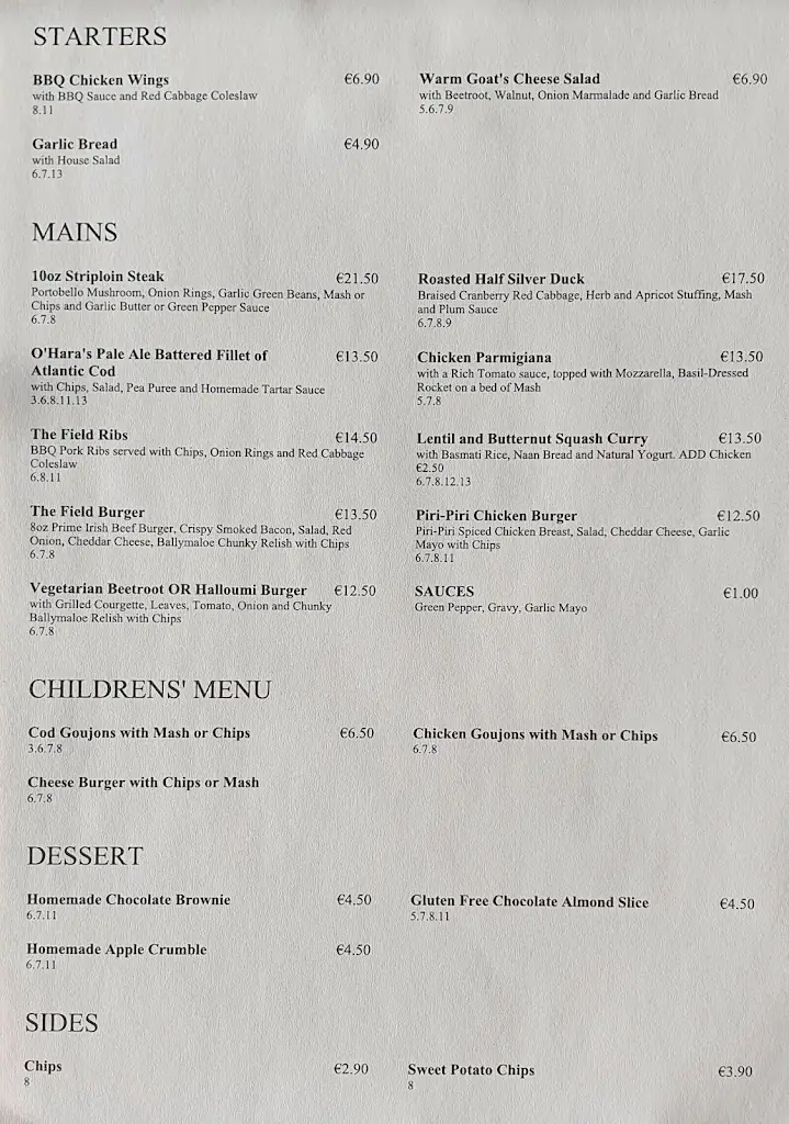 Menu_The Field_Gort_image_1