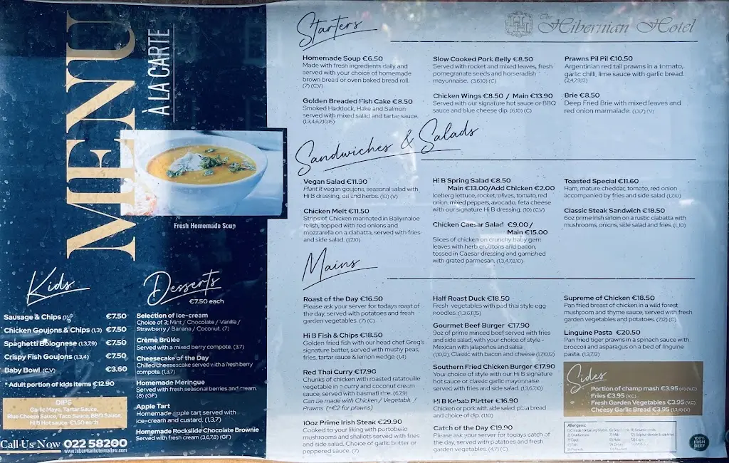 Menu_Hibernian Hotel Carvery Restaurant_Mallow_imagen_2