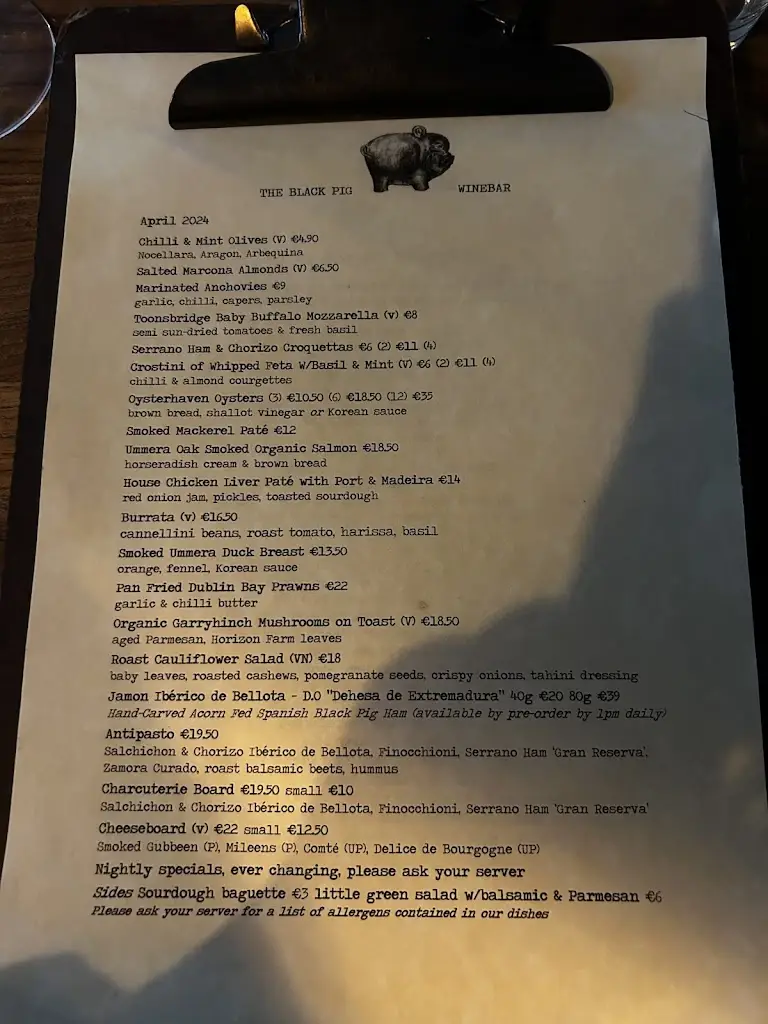 Menü_The Black Pig_Kinsale_Bild_3