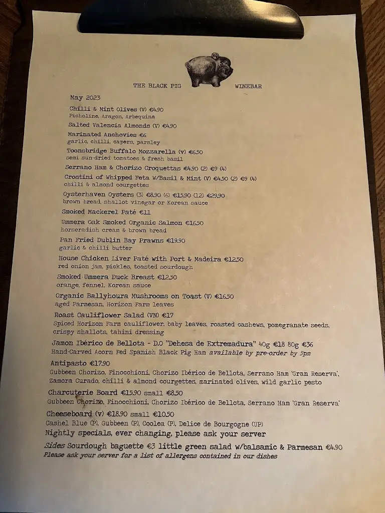 Menü_The Black Pig_Kinsale_Bild_4