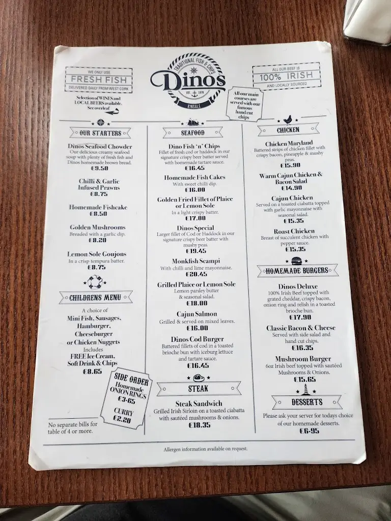 Menu_Dino's Kinsale_Kinsale_immagine_4