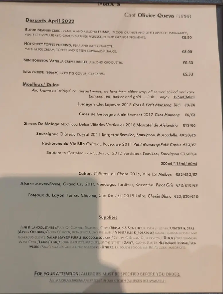 Menu_Max's Seafood Kinsale_Kinsale_image_3