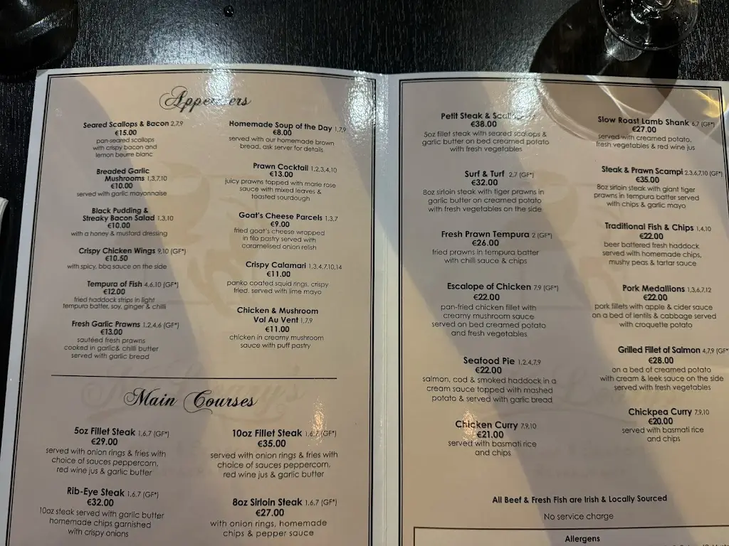 Menü_McLeary's Restaurant_Portlaw_Bild_2