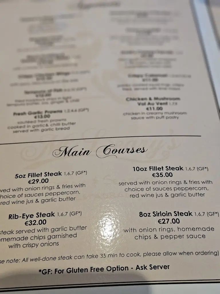 Menü_McLeary's Restaurant_Portlaw_Bild_4