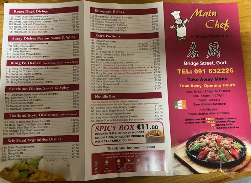 Menu_Main Chef Chinese Takeaway_Gort_image_1