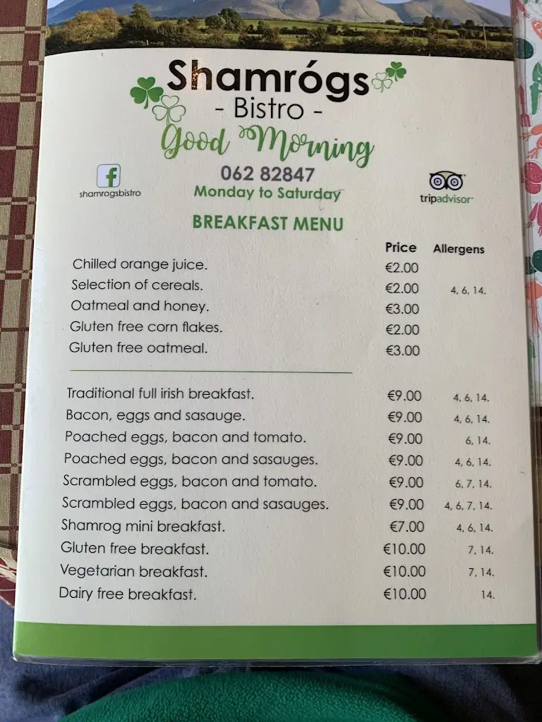 Menu_Shamrog's BISTRO_Tipperary_image_4