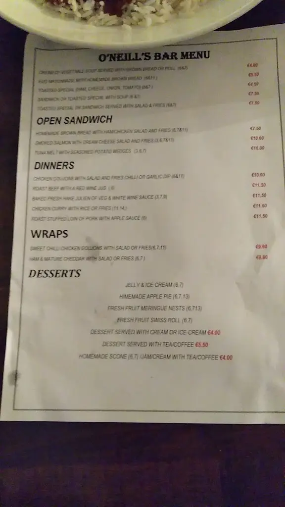 Menu_The Rambler_Tipperary_image_2