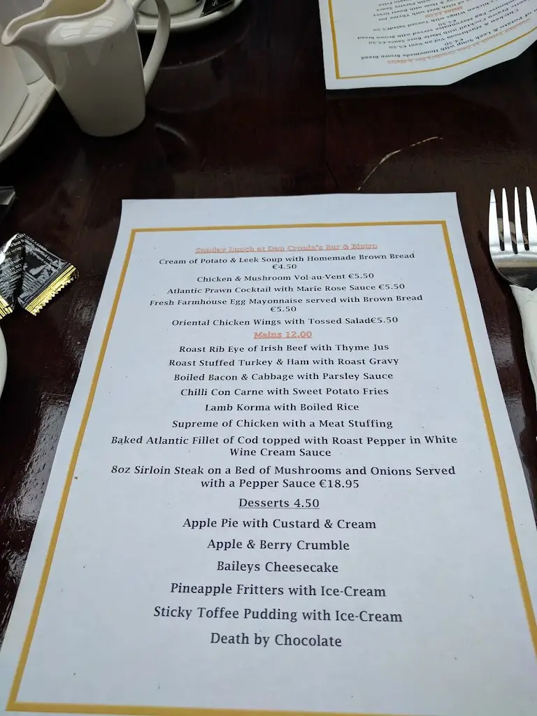 Menü_Dan Cronin's Bar_Newcastle West_Bild_1