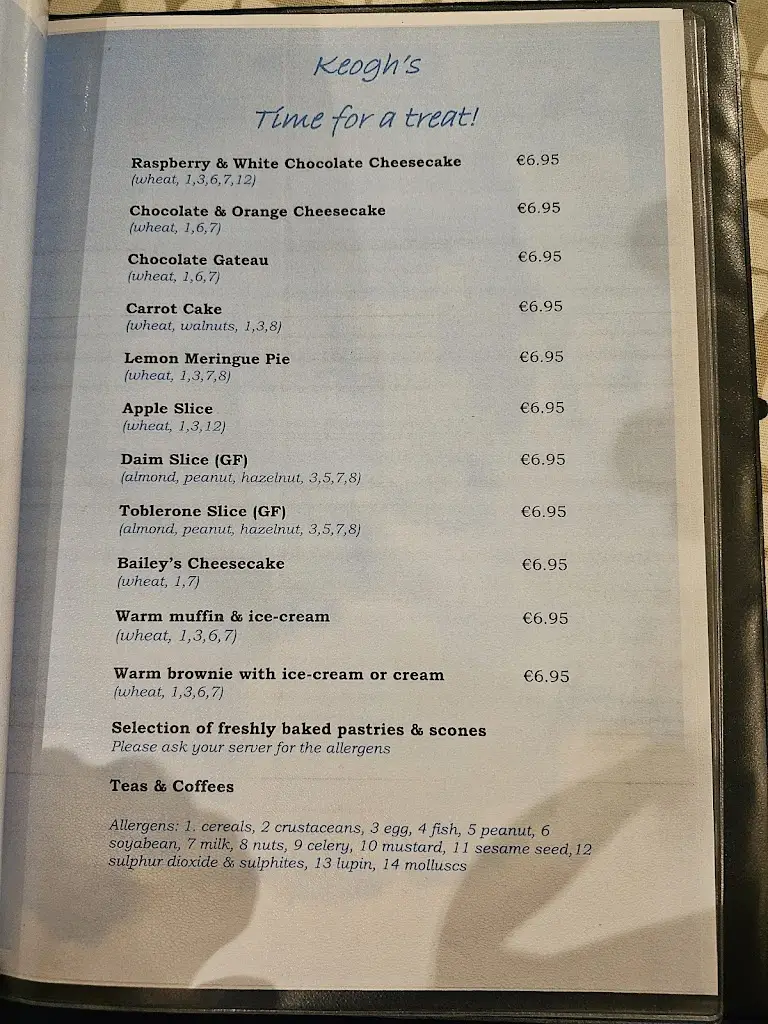 Menu_Keogh's Restaurant Kinvara_Gort_image_3