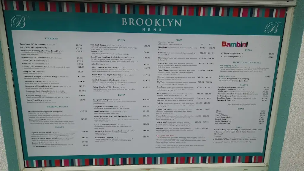 Menü_Brooklyn Restaurant Tramore_Trá Mhór_Bild_2