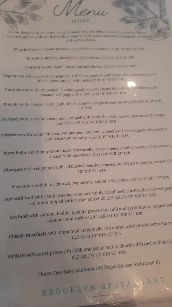 Menü_Brooklyn Restaurant Tramore_Trá Mhór_Bild_3