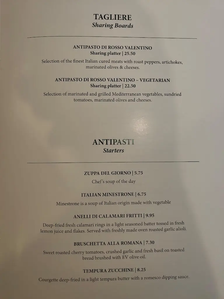 Menu_Rosso Valentino - Authentic Italian Cuisine_Thurles_image_1